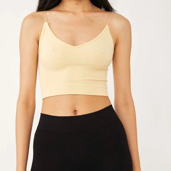 Free People V-Neck Brami Cami Top in Yellow in Size Medium - Picture 1 of 7